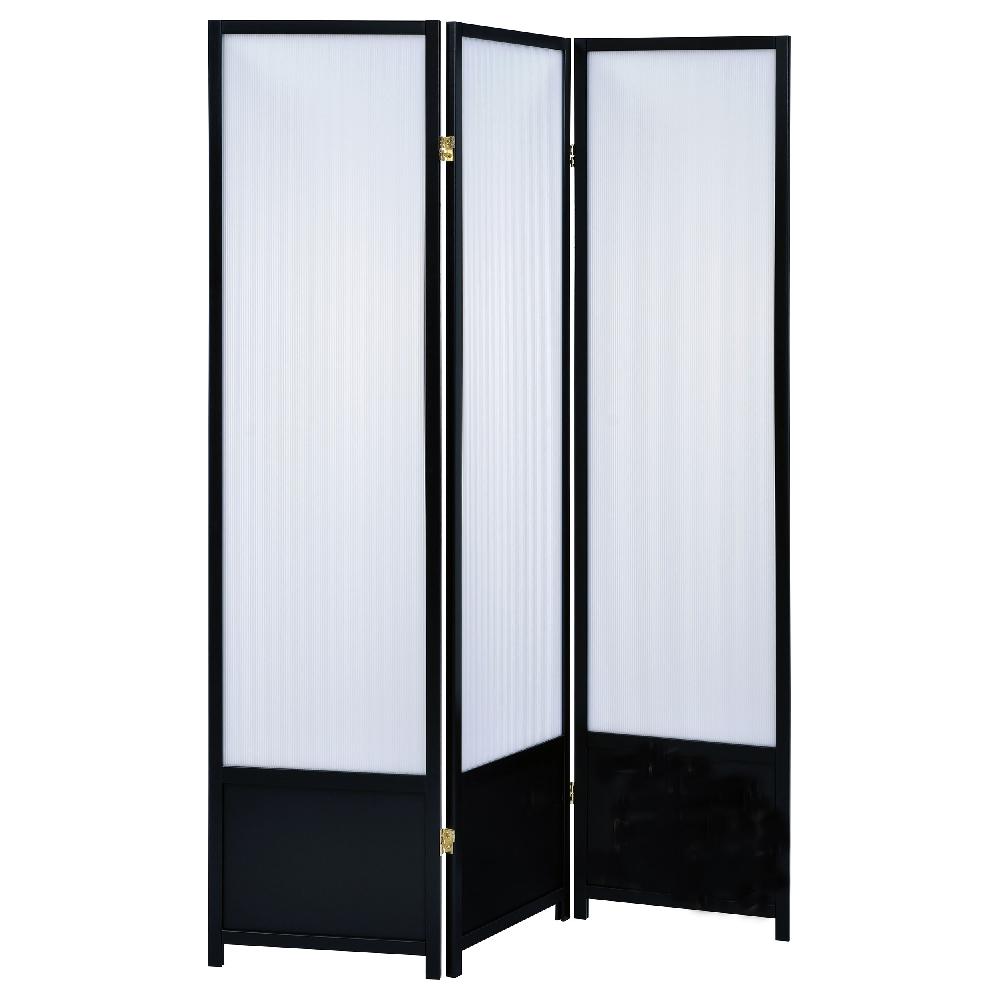 coaster Calix 3-Panel Room Divider Folding Shoji Screen Black
