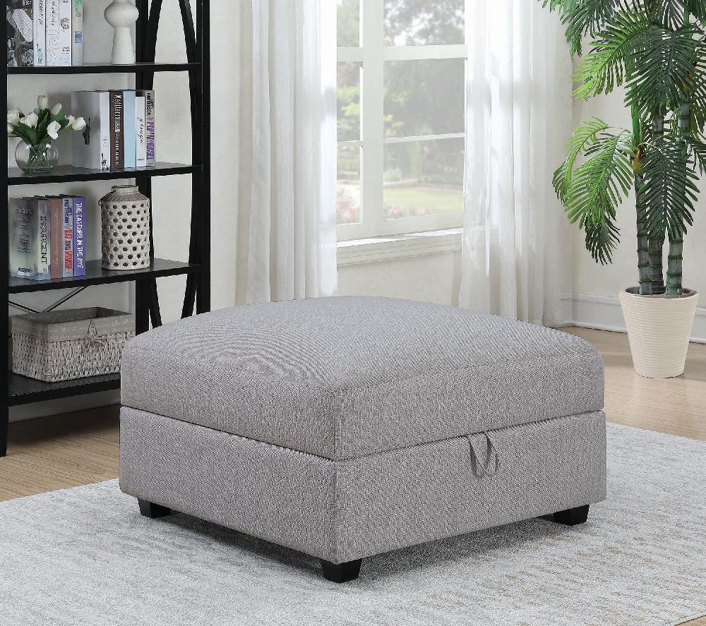 Coaster Cambria Square Upholstered Storage Ottoman Grey
