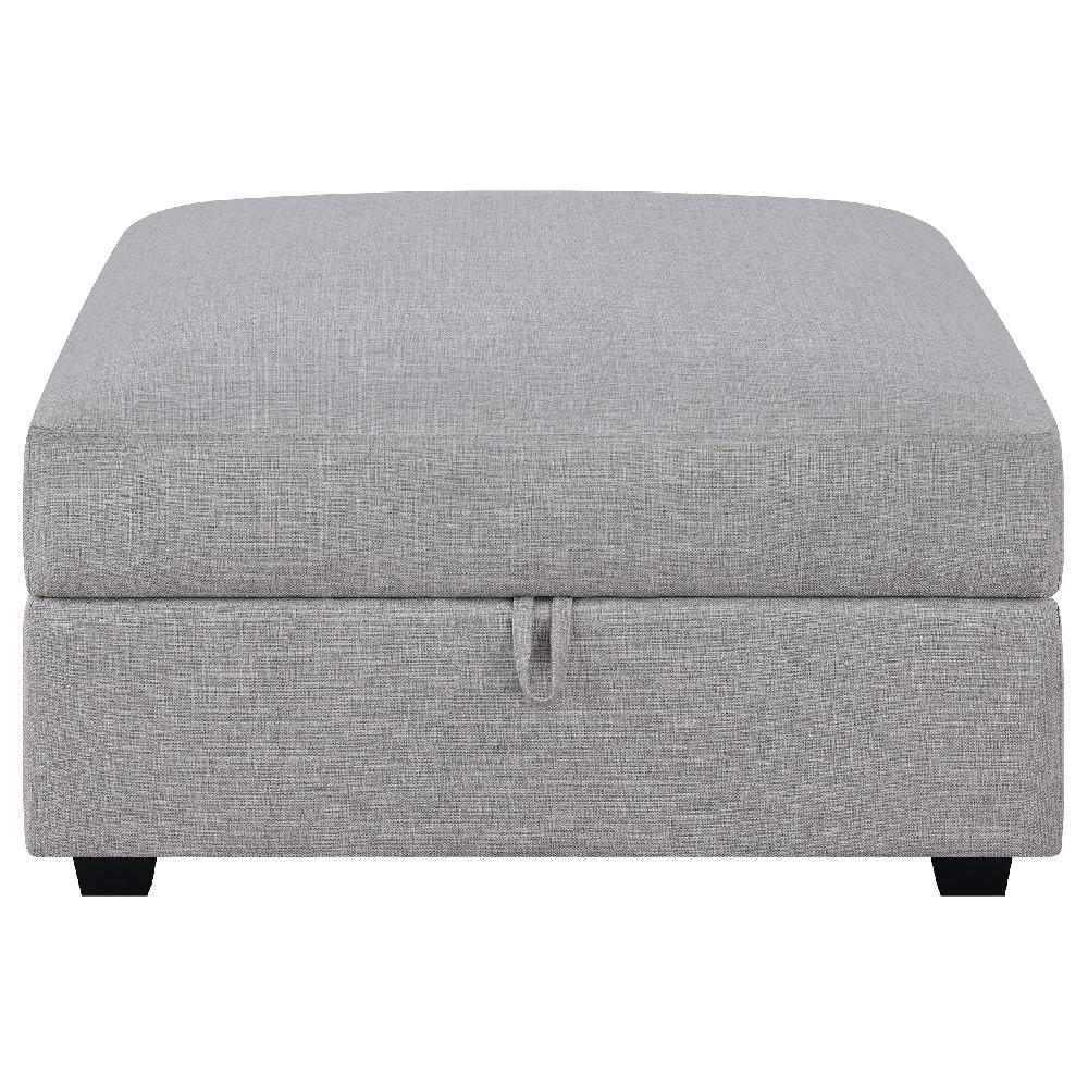 Coaster Cambria Square Upholstered Storage Ottoman Grey