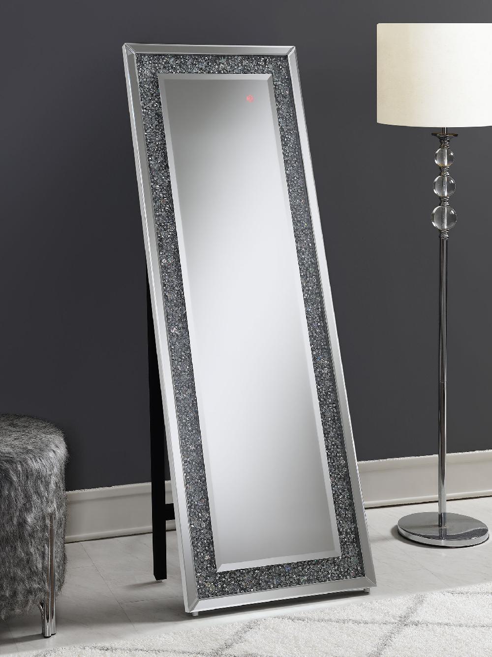Coaster Carisi 22 X 61 Inch Faux Crystal LED Standing Mirror Silver