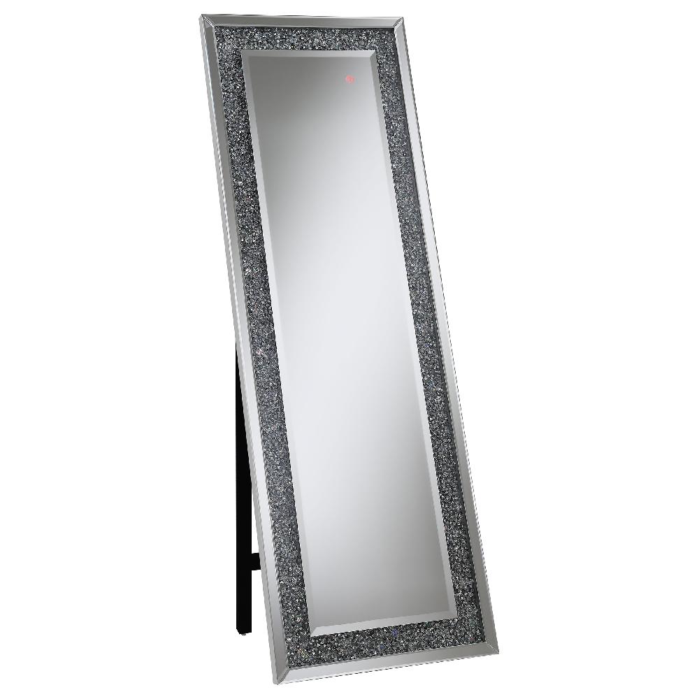 coaster Carisi 22 x 61 Inch Faux Crystal LED Standing Mirror Silver