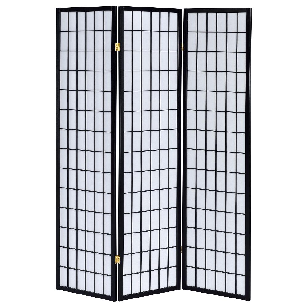 Coaster Carrie 3-Panel Room Divider Folding Shoji Screen Black