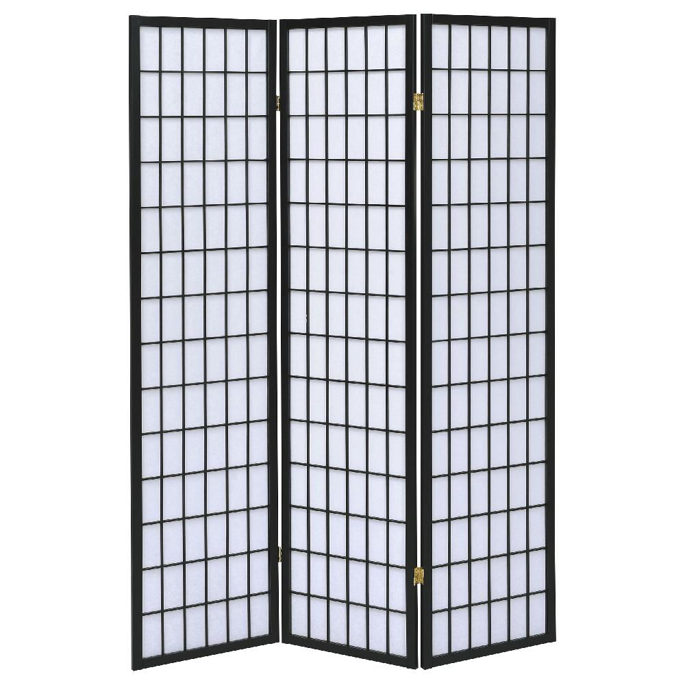 Coaster Carrie 3-Panel Room Divider Folding Shoji Screen Black