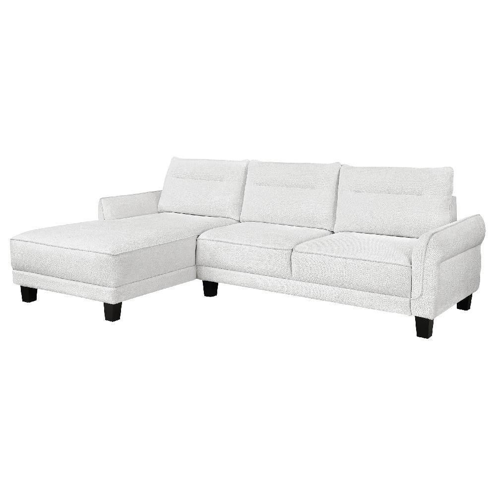 coaster Caspian Upholstered Curved Arm Chaise Sectional Sofa White