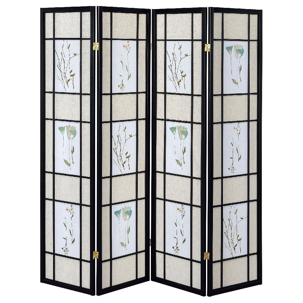 Coaster Catabella 4-Panel Room Divider Folding Shoji Screen Floral