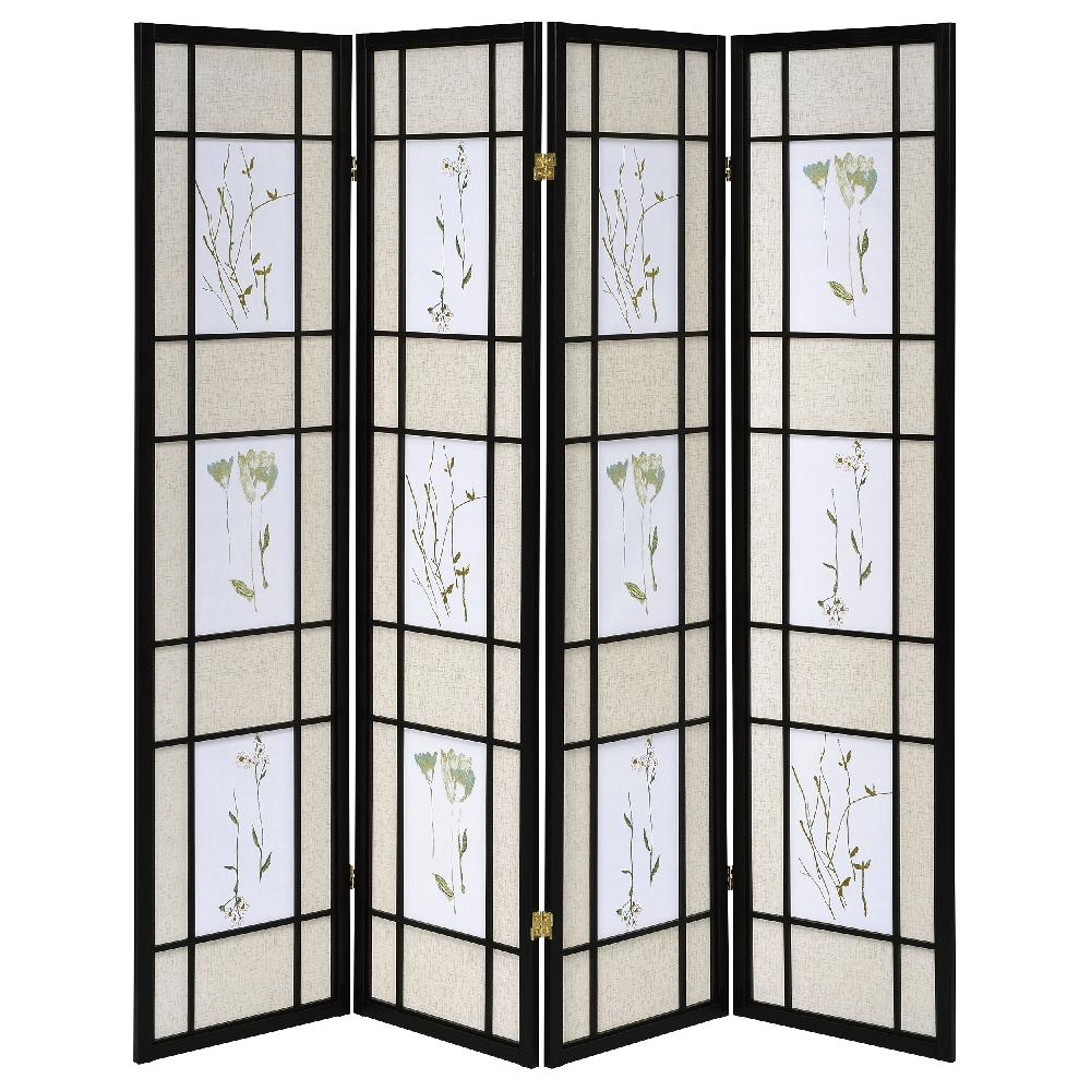 Coaster Catabella 4-Panel Room Divider Folding Shoji Screen Floral