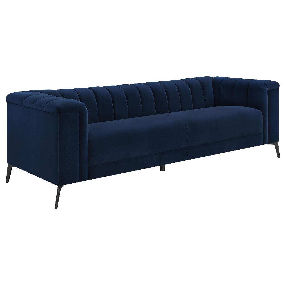 Coaster Chalet 3-piece Upholstered Tuxedo Arm Tufted Sofa Set Blue