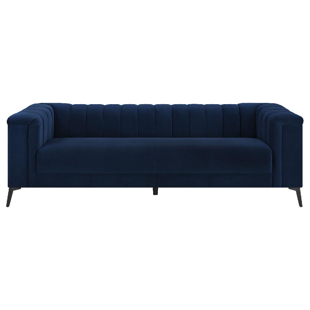 Coaster Chalet 3-piece Upholstered Tuxedo Arm Tufted Sofa Set Blue