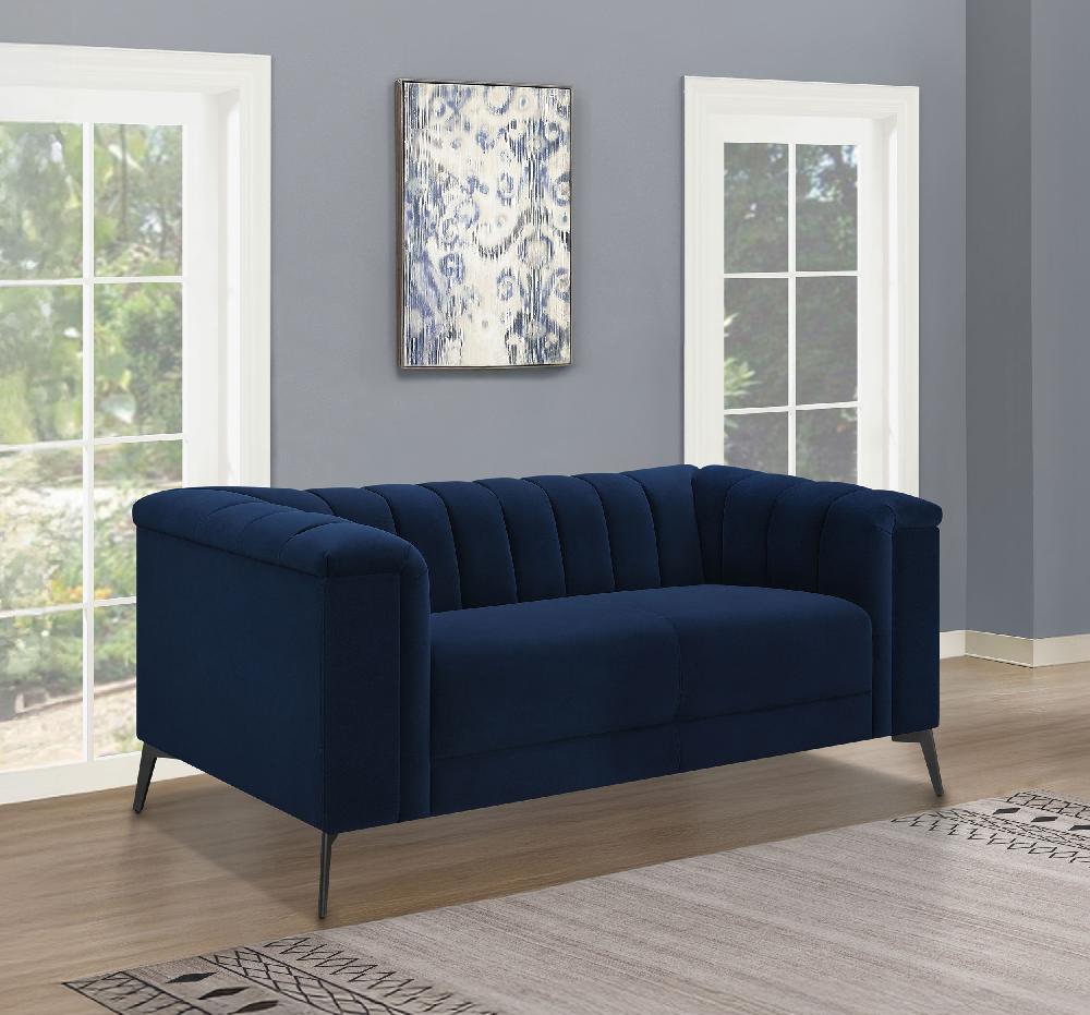 Coaster Chalet Upholstered Tuxedo Arm Tufted Loveseat Blue