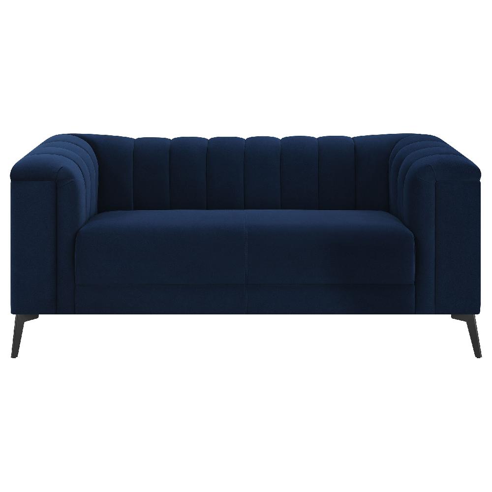 Coaster Chalet Upholstered Tuxedo Arm Tufted Loveseat Blue