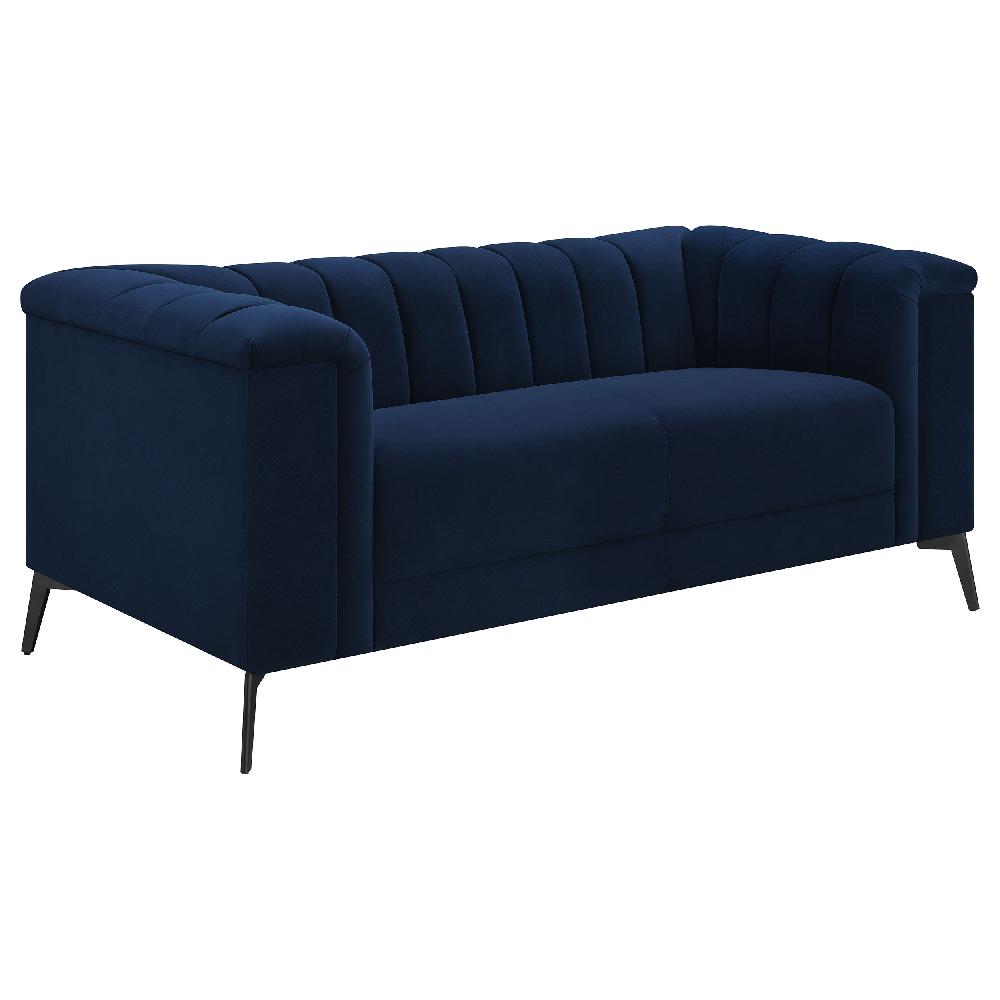 coaster Chalet Upholstered Tuxedo Arm Tufted Loveseat Blue