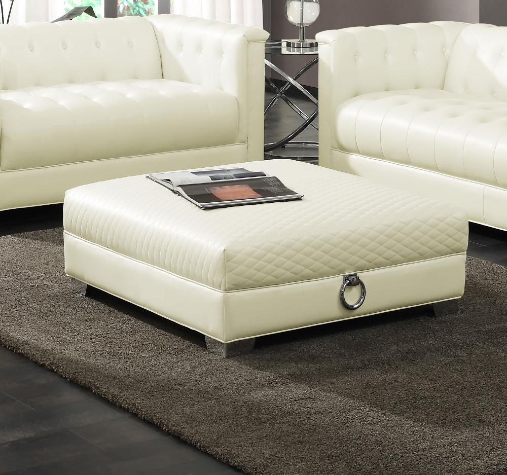 Coaster Chaviano Square Upholstered Ottoman Pearl White