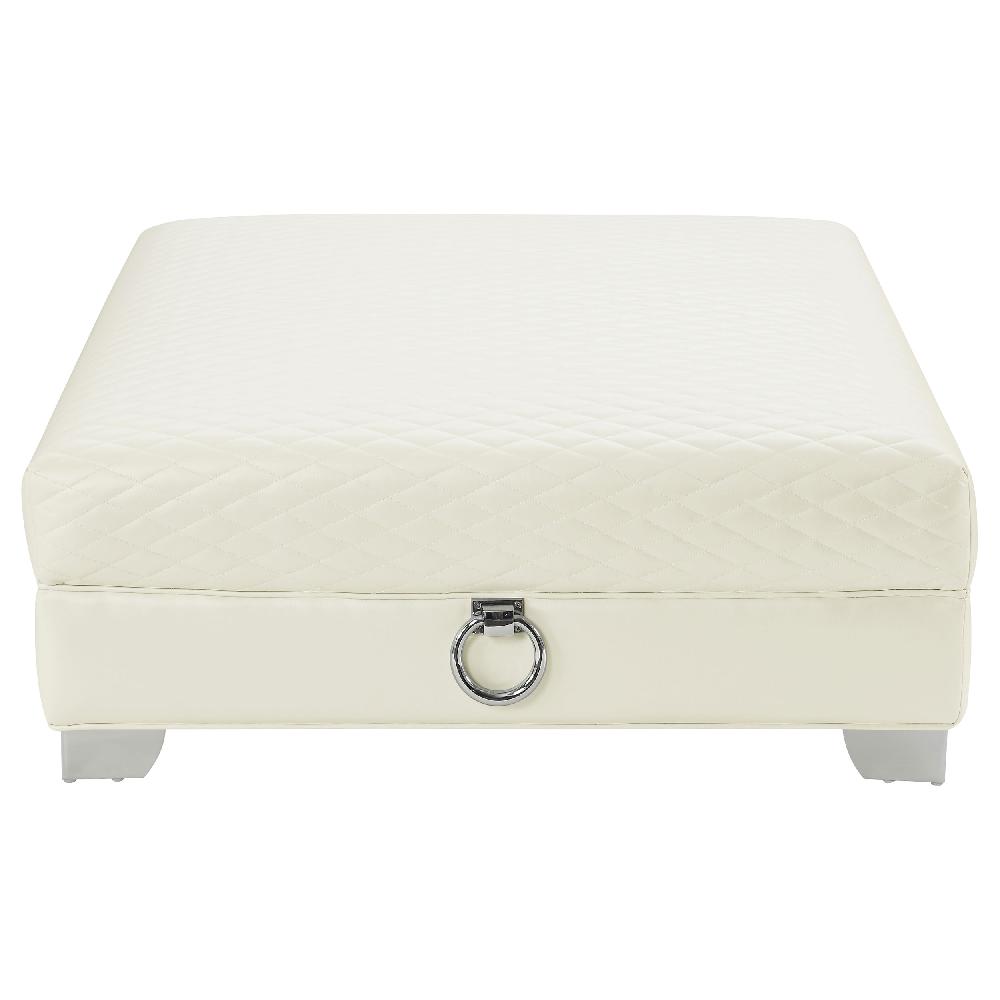 Coaster Chaviano Square Upholstered Ottoman Pearl White