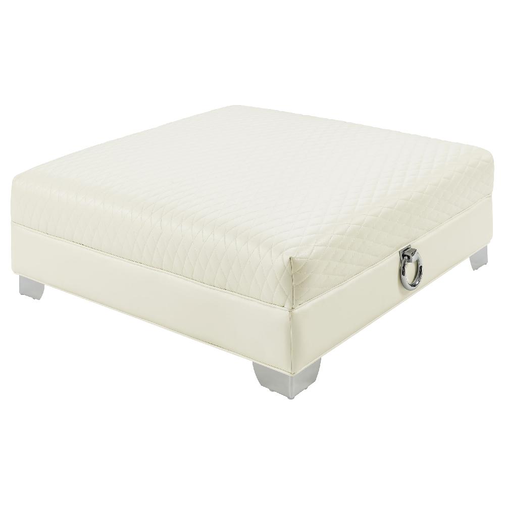 coaster Chaviano Square Upholstered Ottoman Pearl White