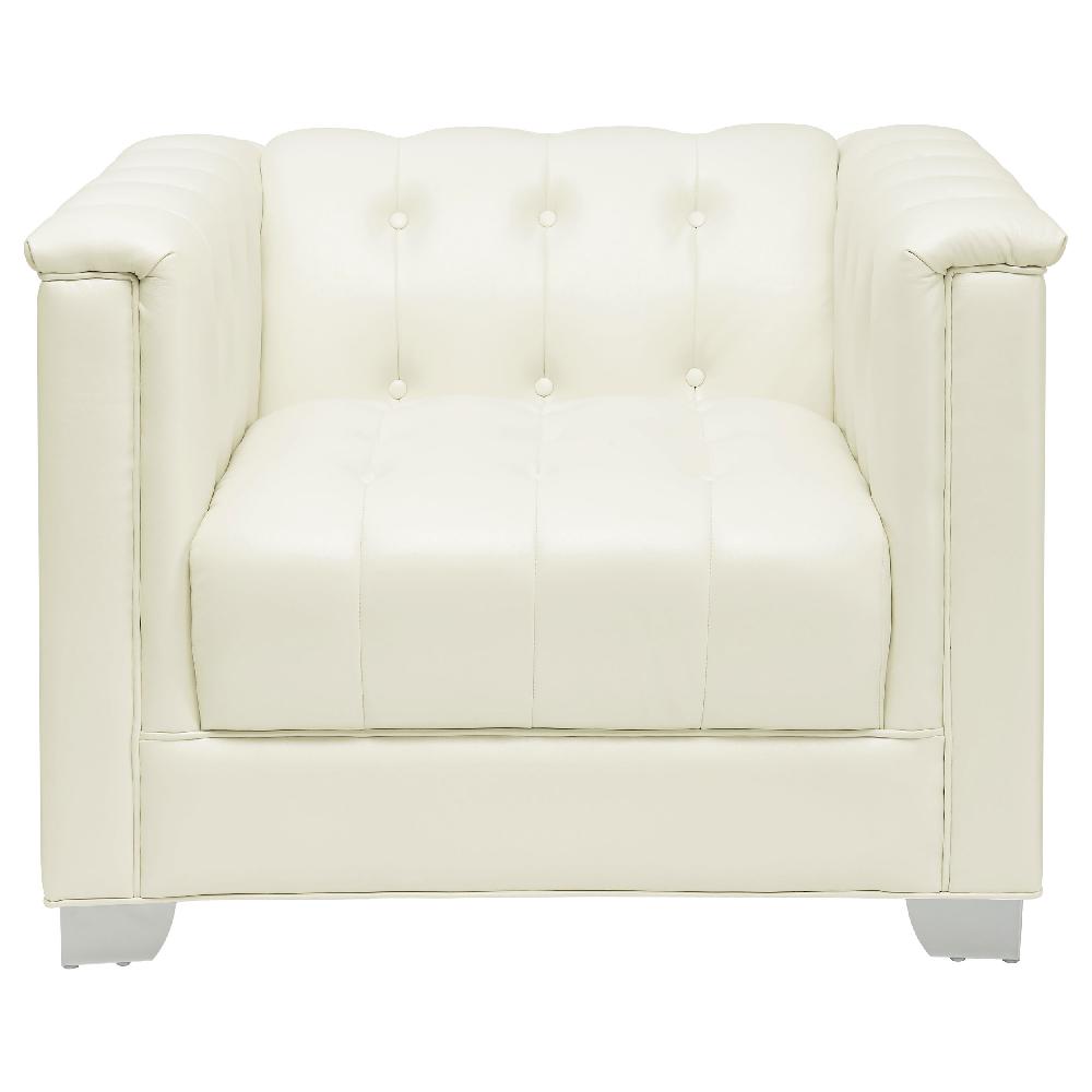 Coaster Chaviano Upholstered Track Arm Accent Chair Pearl White