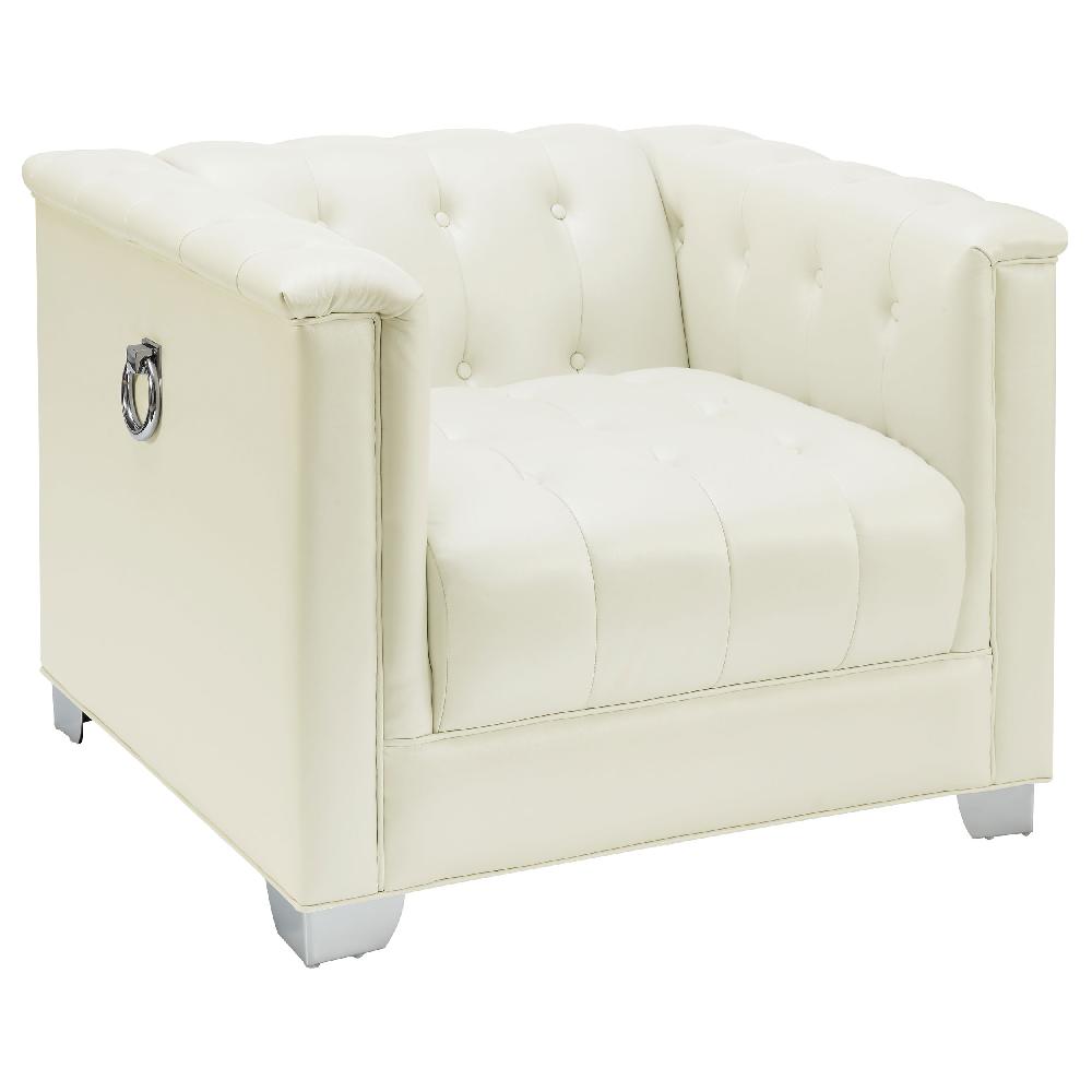 coaster Chaviano Upholstered Track Arm Accent Chair Pearl White