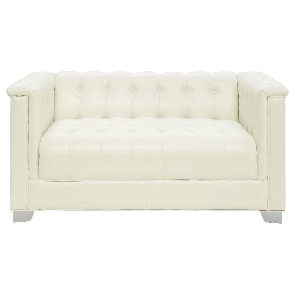 Coaster Chaviano Upholstered Track Arm Loveseat Pearl White