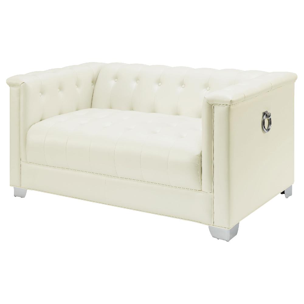 Coaster Chaviano Upholstered Track Arm Loveseat Pearl White