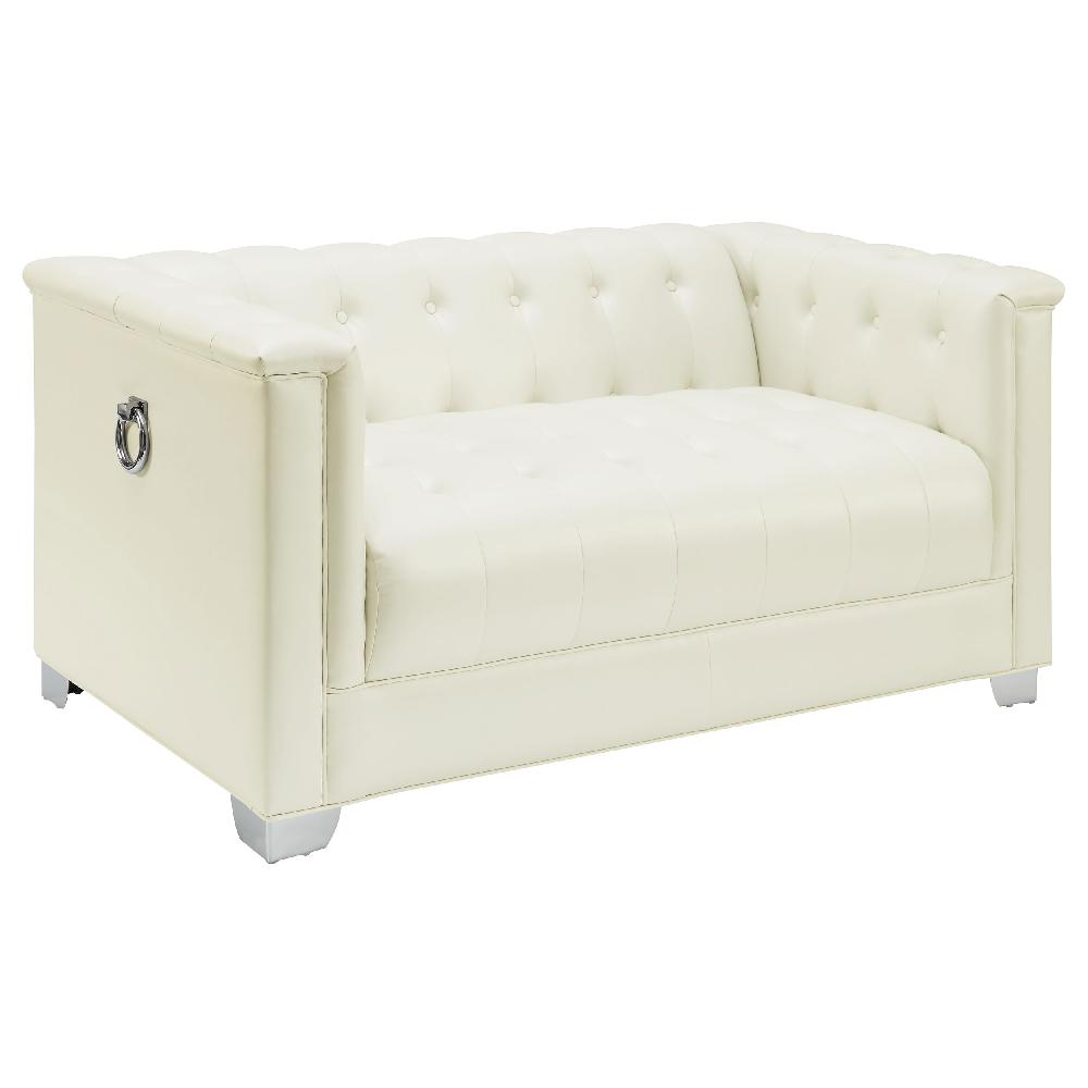 coaster Chaviano Upholstered Track Arm Loveseat Pearl White
