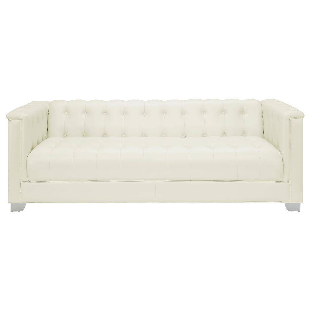 Coaster Chaviano Upholstered Track Arm Sofa Pearl White