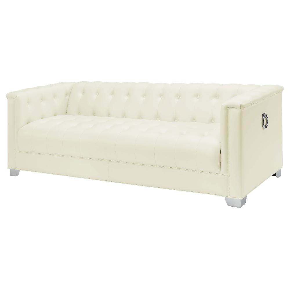 Coaster Chaviano Upholstered Track Arm Sofa Pearl White