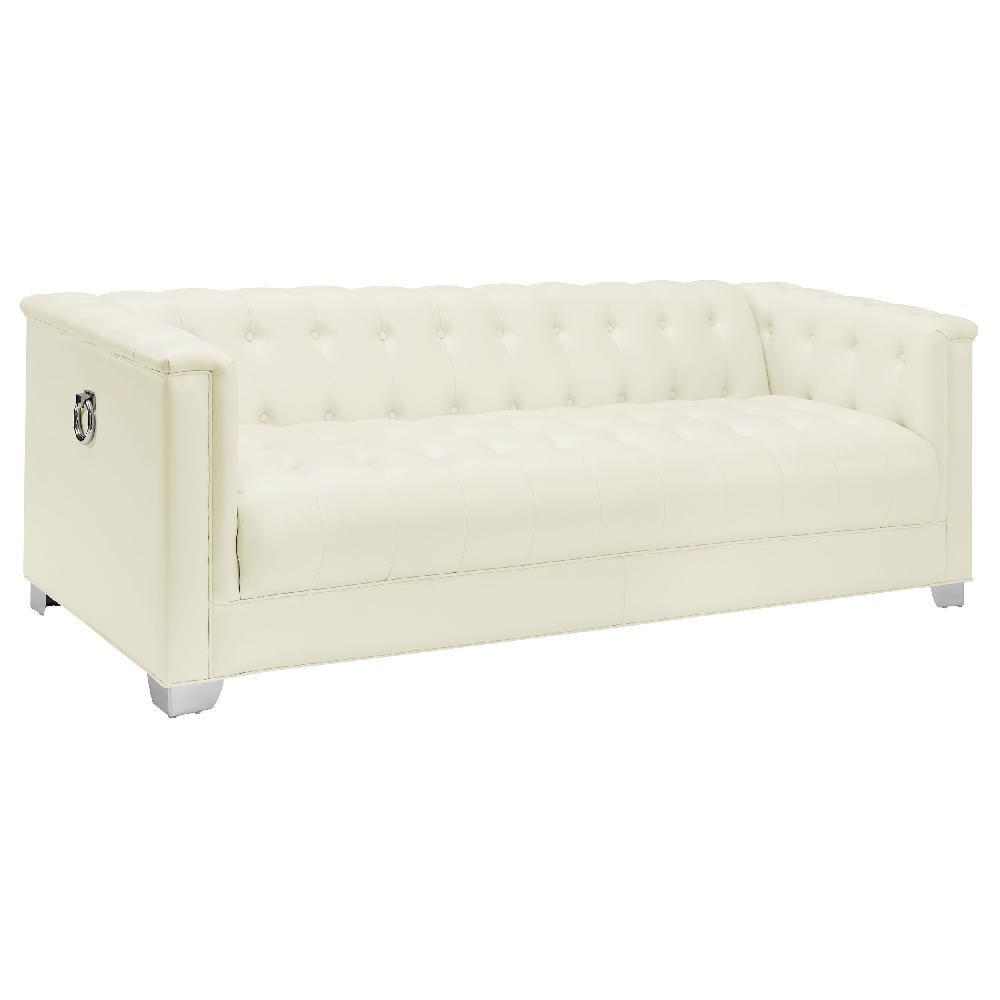 coaster Chaviano Upholstered Track Arm Sofa Pearl White