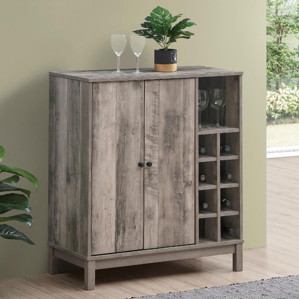 Coaster Cheyenne 2-door Home Bar Wine Cabinet Weathered Acacia