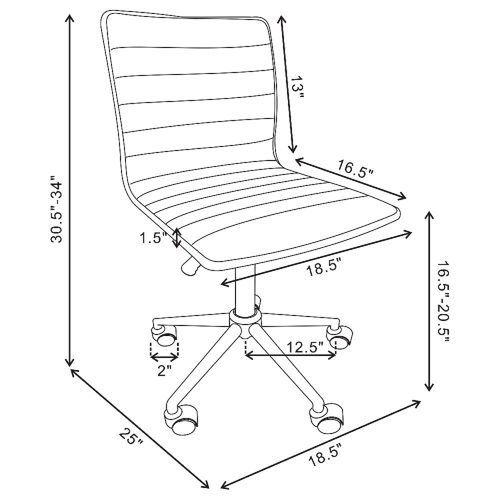 Coaster Chryses Upholstered Adjustable Home Office Desk Chair Grey