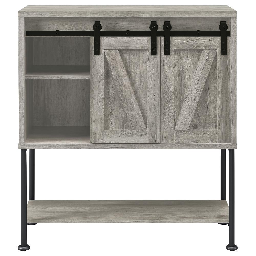 Coaster Claremont Sliding Door Home Bar Wine Cabinet Grey Driftwood