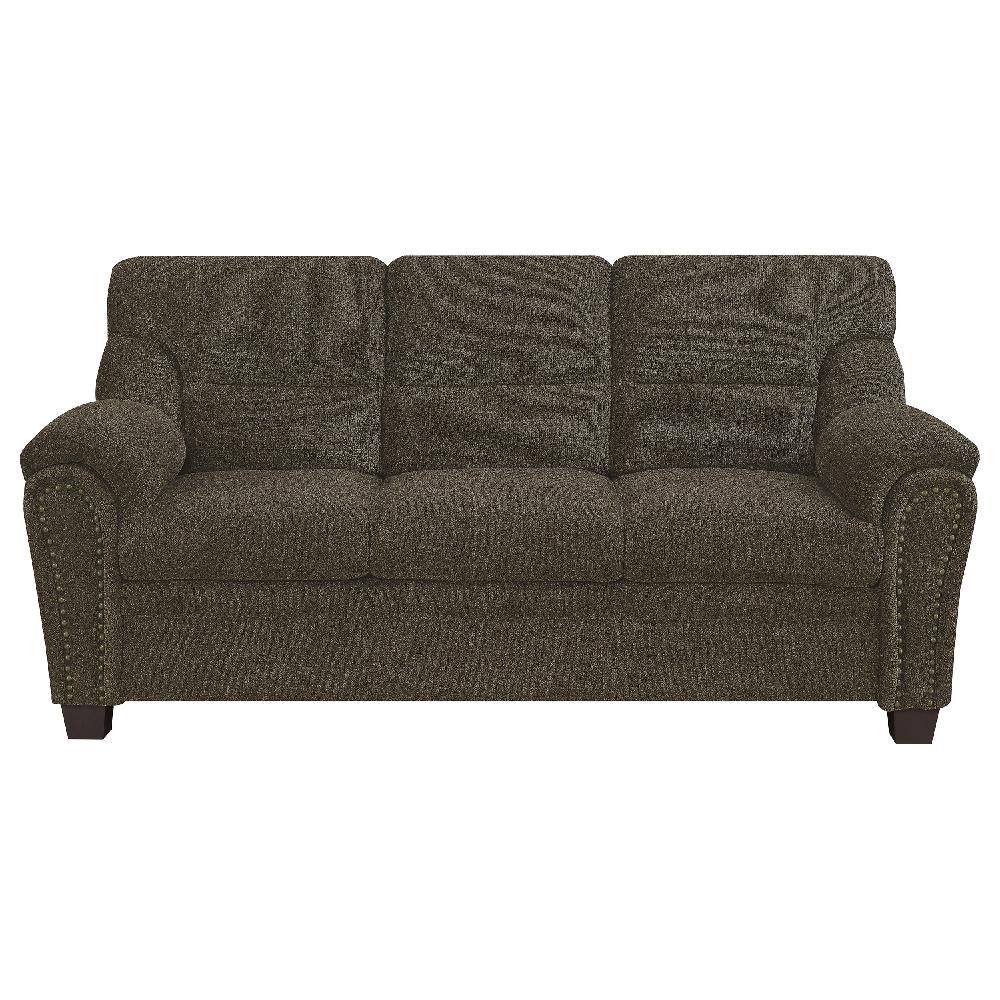 Coaster Clementine 3-piece Upholstered Padded Arm Sofa Set Brown