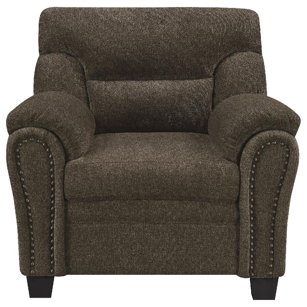 Coaster Clementine Upholstered Padded Arm Accent Chair Brown