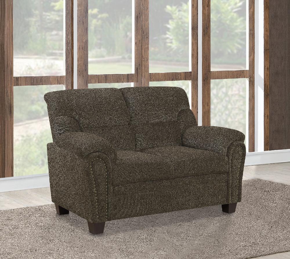 Coaster Clementine Upholstered Padded Arm Loveseat Brown