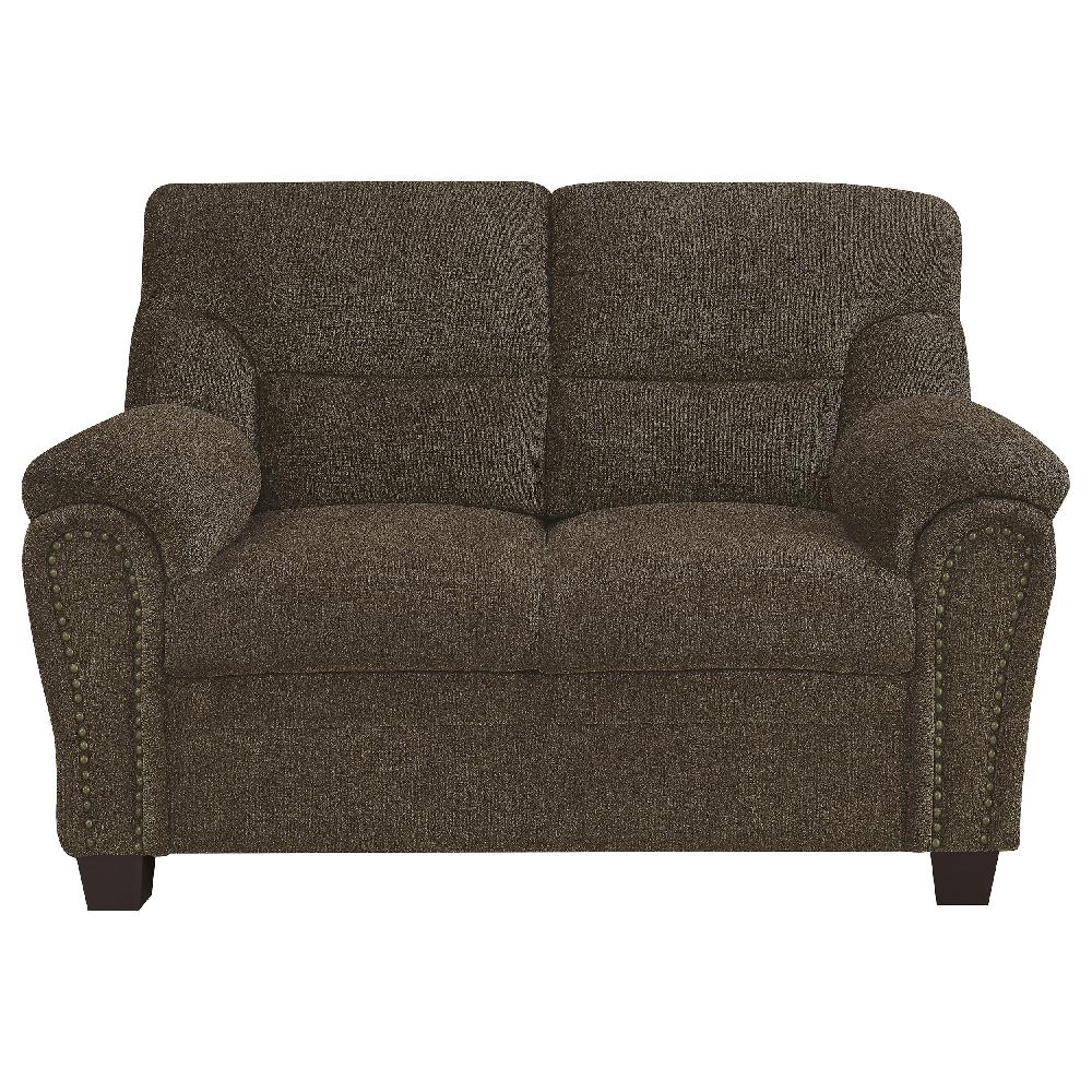 Coaster Clementine Upholstered Padded Arm Loveseat Brown