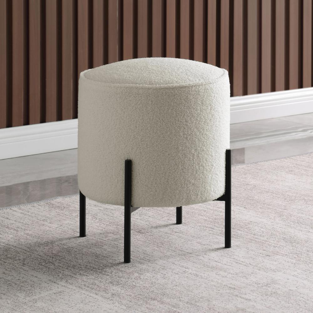 Coaster Basye Round Upholstered Ottoman Ivory
