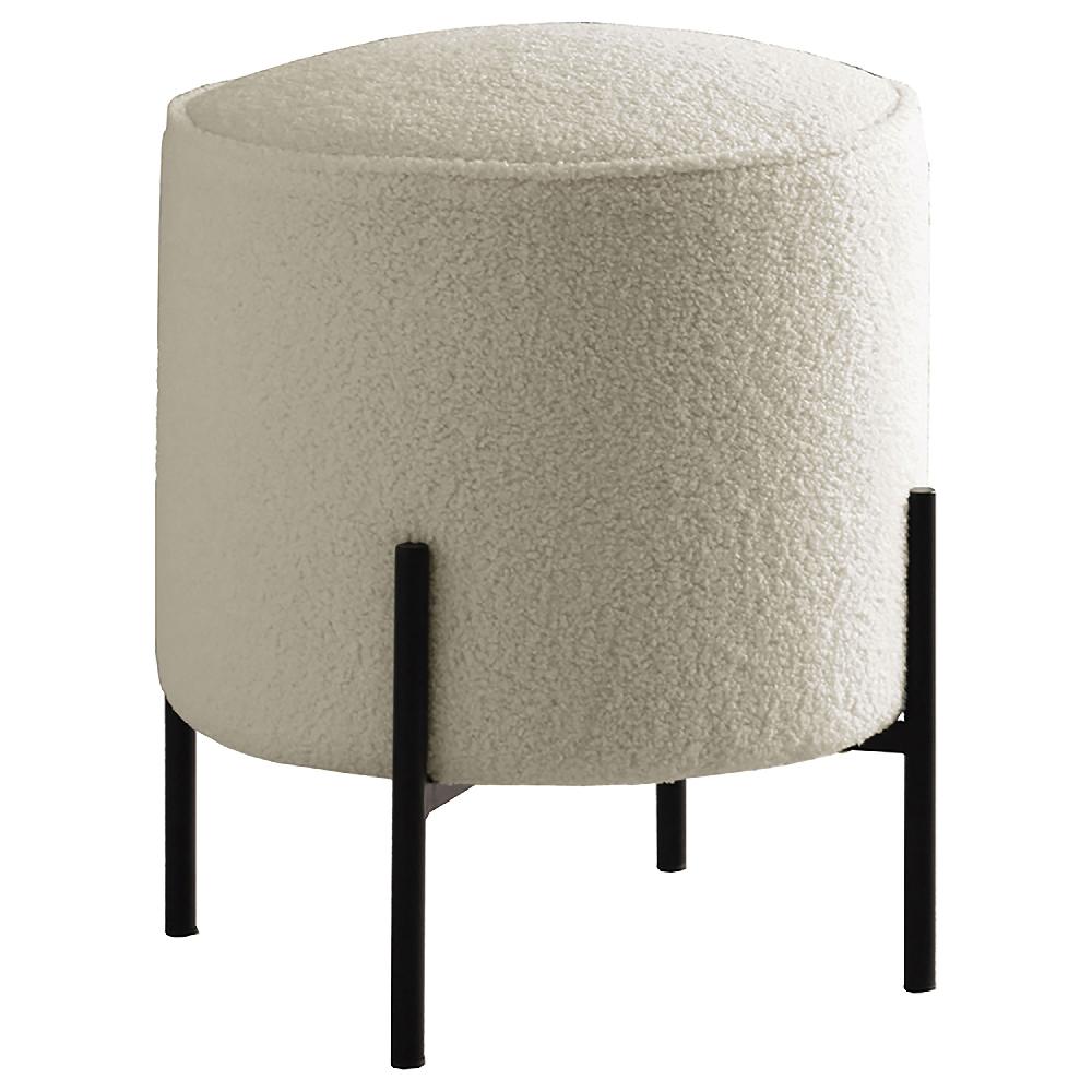 coaster Basye Round Upholstered Ottoman Ivory
