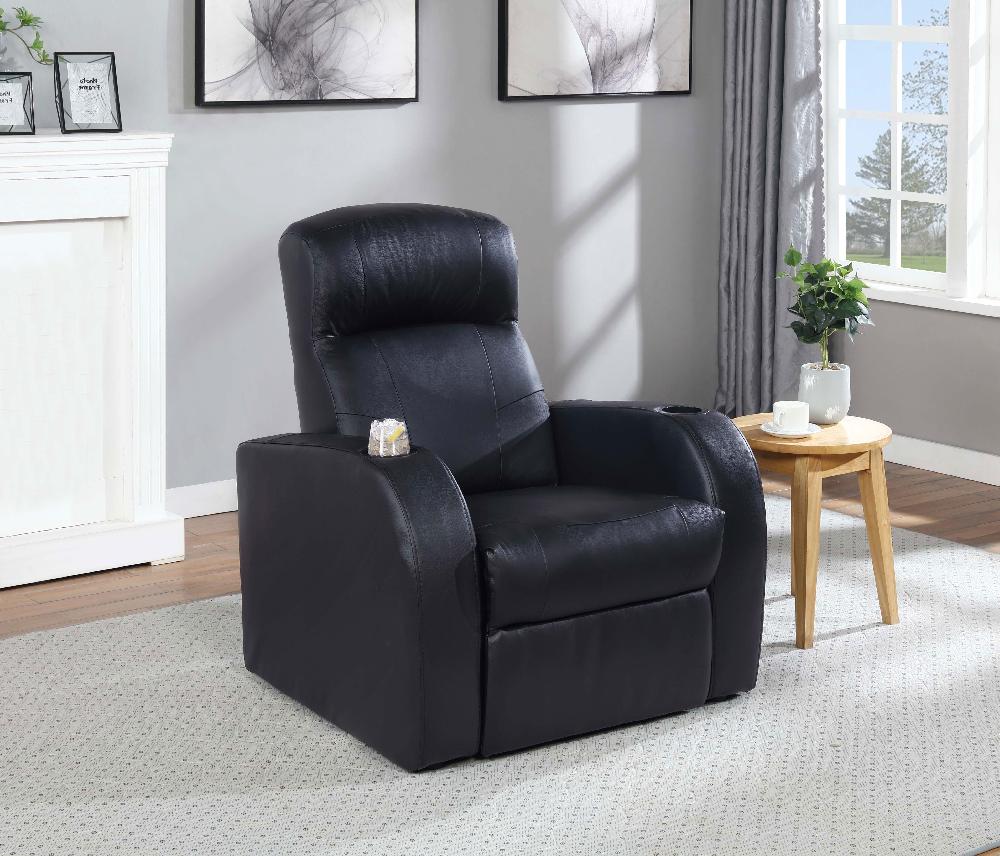 Coaster Cyrus Upholstered Track Arm Recliner Black