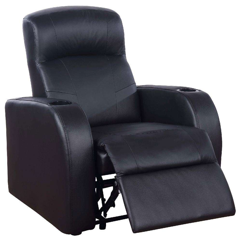 Coaster Cyrus Upholstered Track Arm Recliner Black
