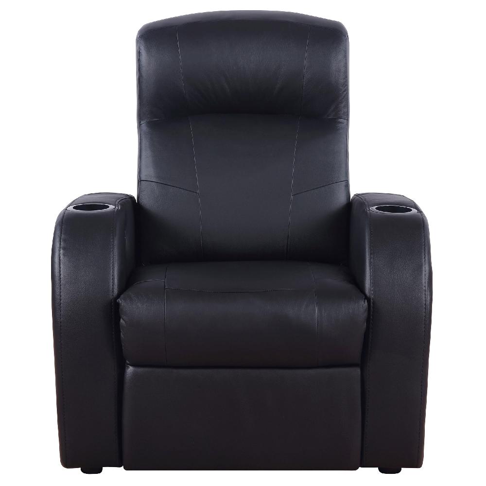 Coaster Cyrus Upholstered Track Arm Recliner Black