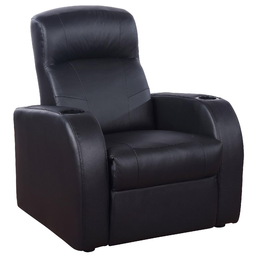 coaster Cyrus Upholstered Track Arm Recliner Black