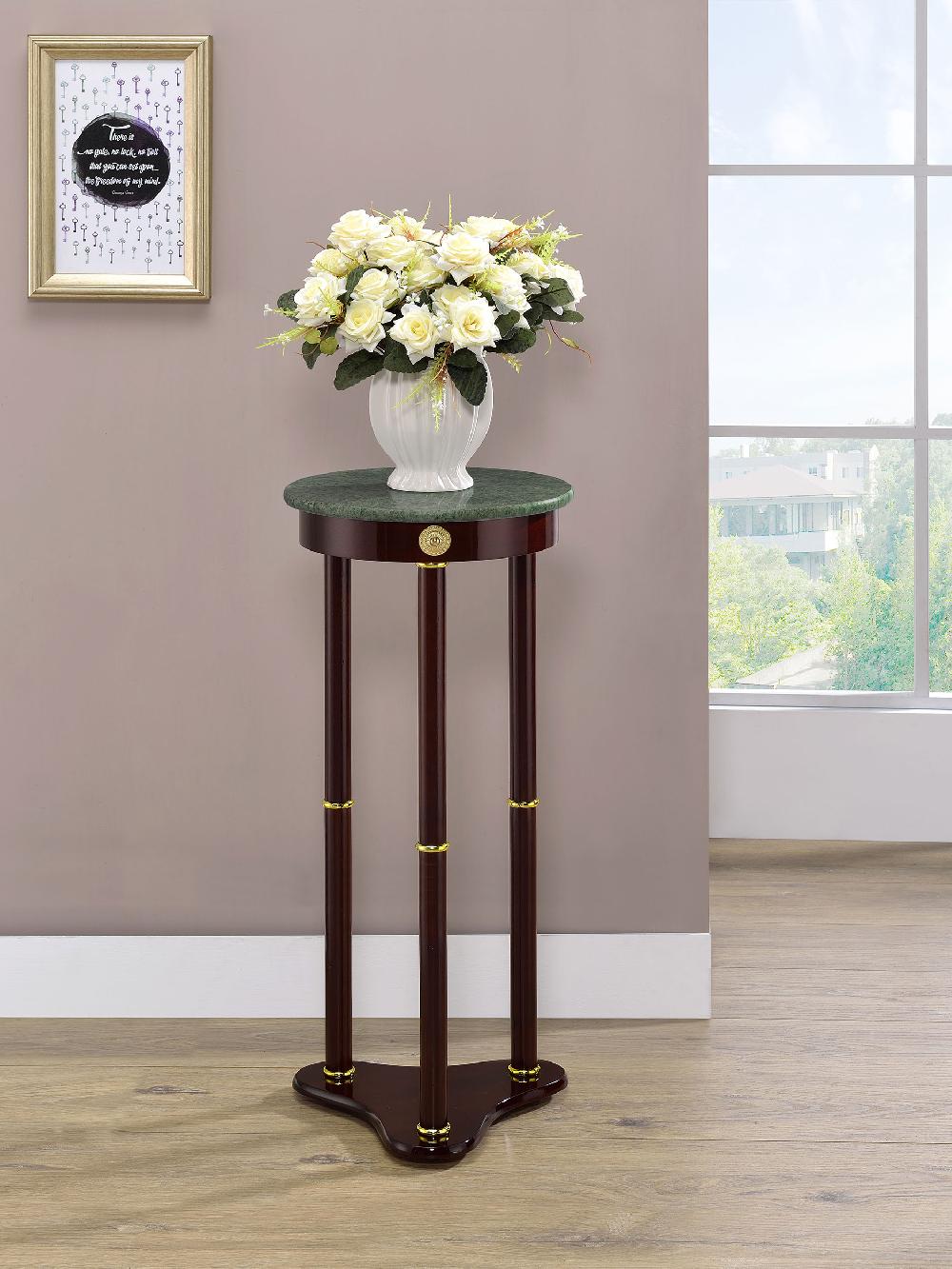 Coaster Edite Round Marble Top Plant Stand Merlot