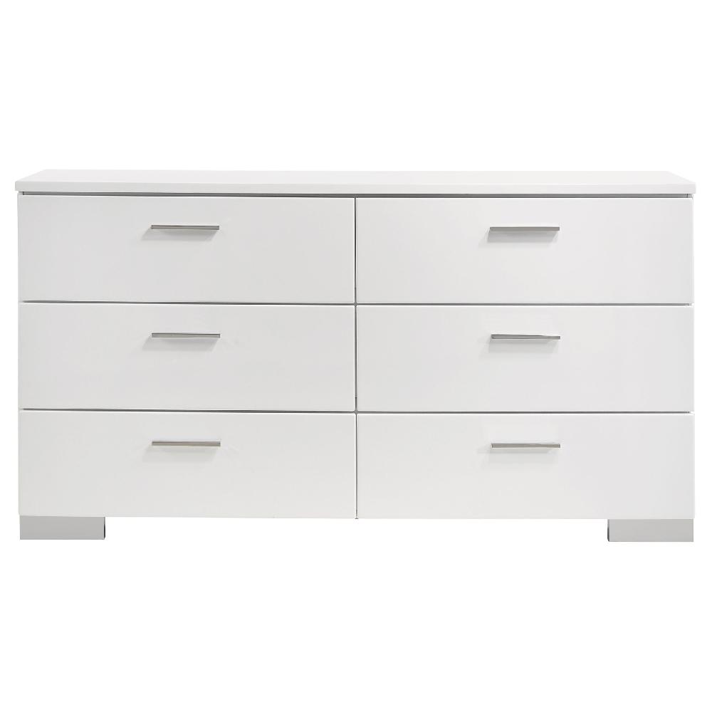 Coaster Felicity 6-drawer Dresser White High Gloss