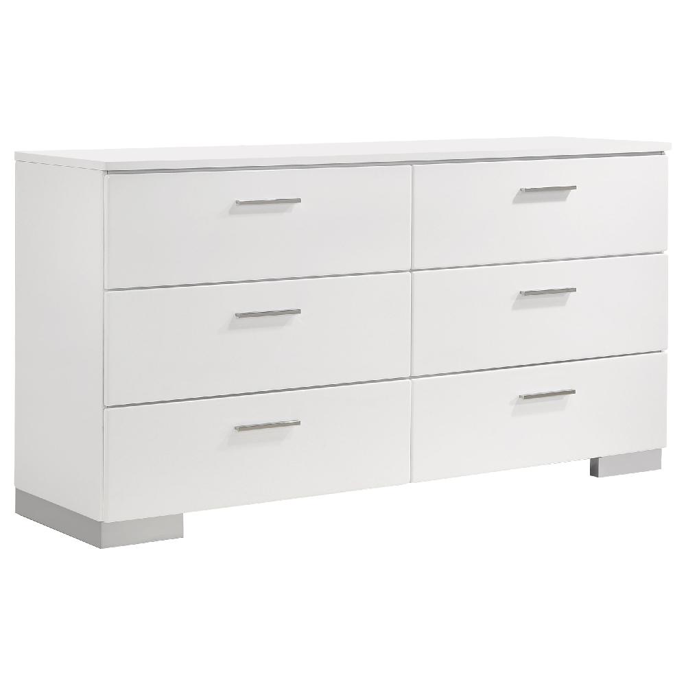 coaster Felicity 6-drawer Dresser White High Gloss