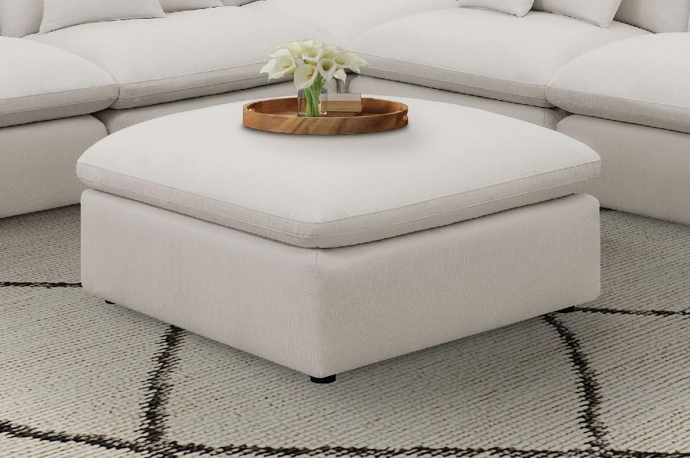 Coaster Hobson Square Upholstered Ottoman Ivory