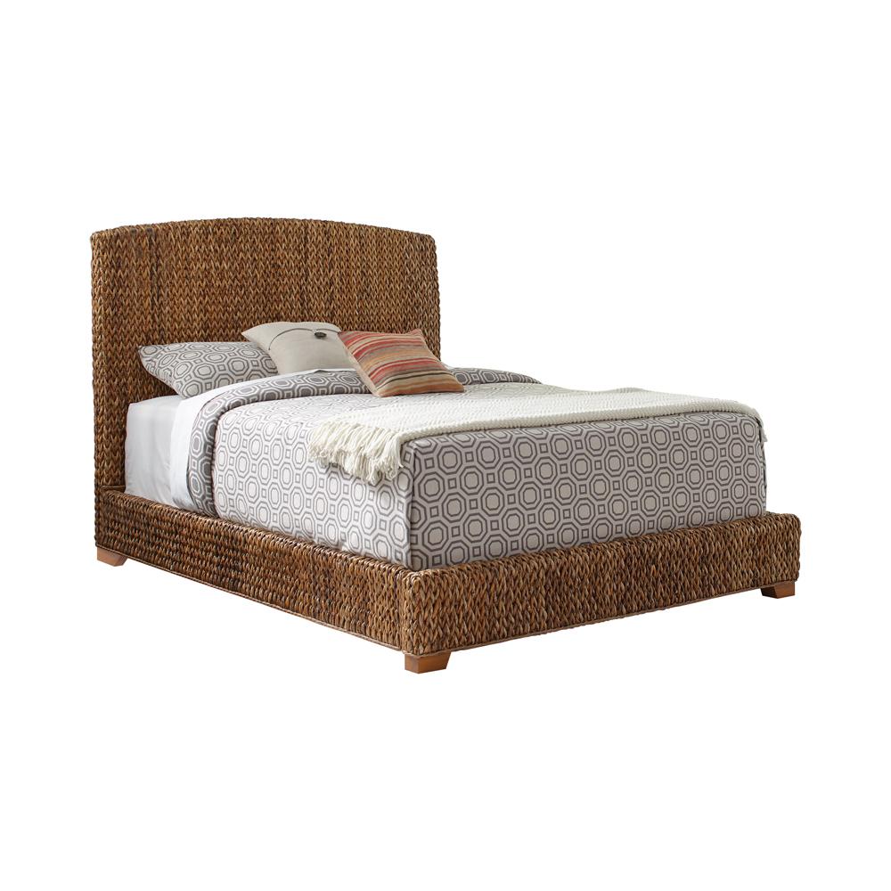 coaster Laughton Banana Leaf Queen Panel Bed Amber