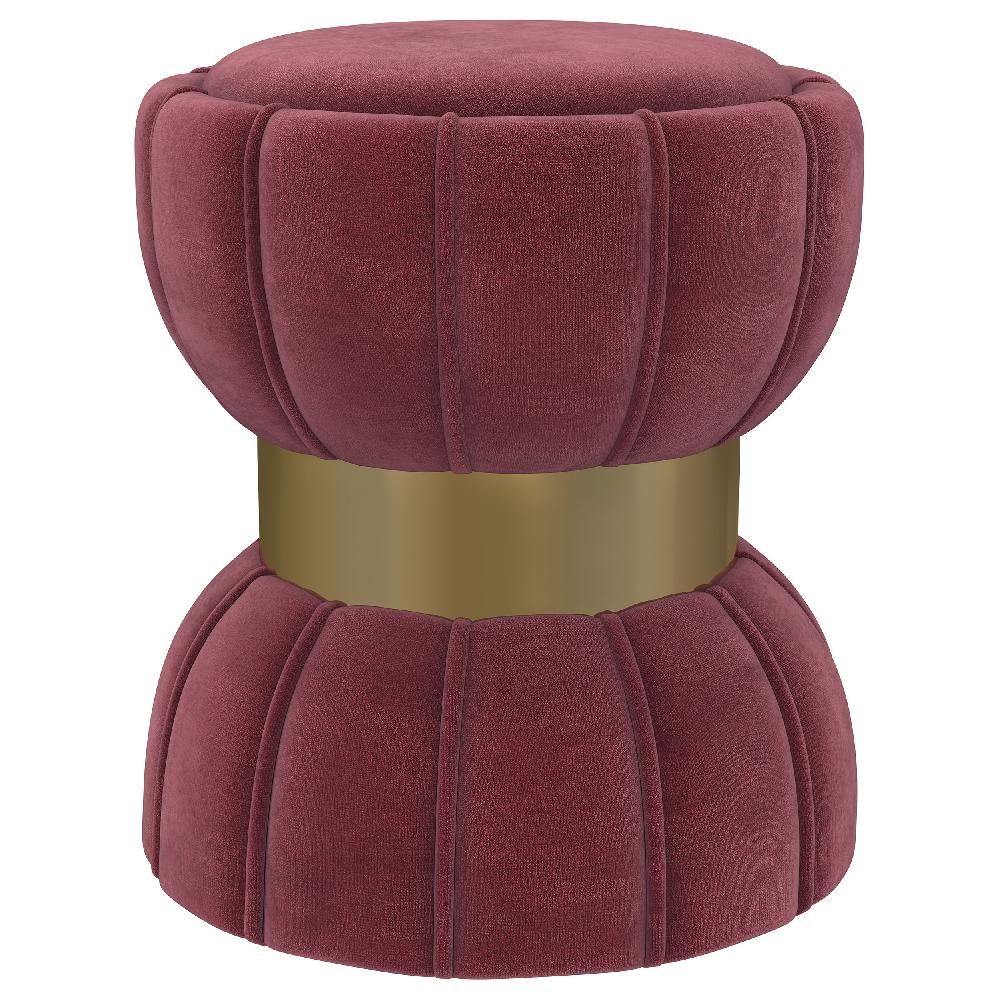 coaster Sora Round Upholstered Ottoman Berry