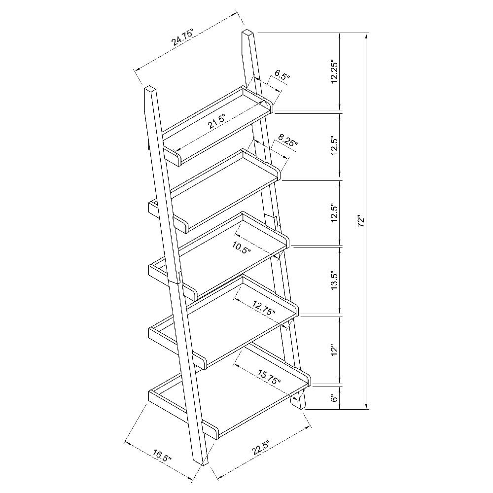 Coaster Colella 72-inch 5-shelf Ladder Bookshelf Cappuccino