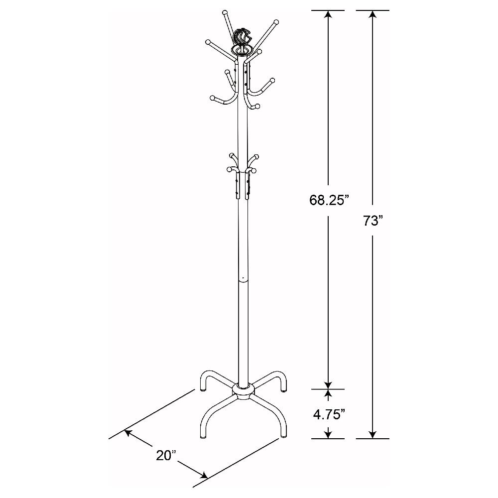 Coaster Collier 12 Hook Freestanding Coat Rack Hat Hanger Black