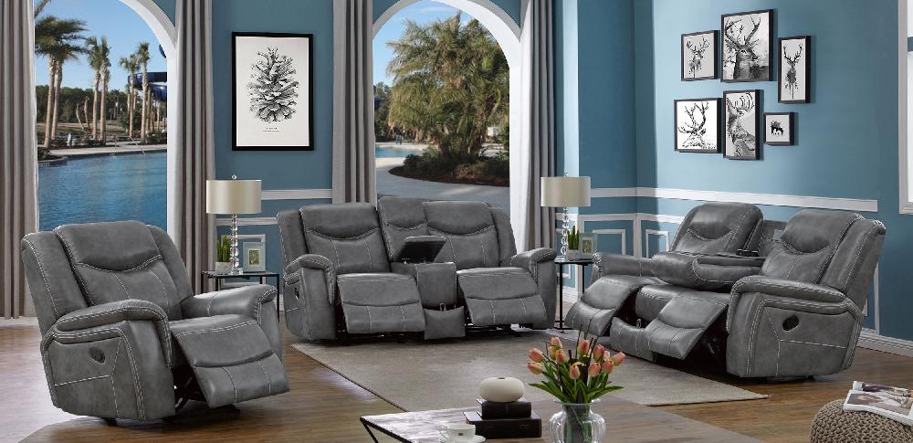 Coaster Conrad 3-piece Upholstered Padded Arm Motion Sofa Set Grey