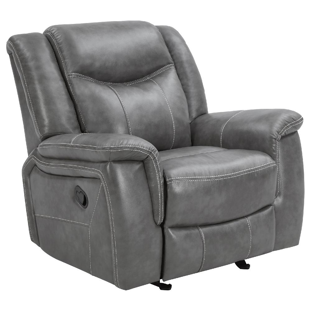 coaster Conrad Upholstered Padded Arm Glider Recliner Grey