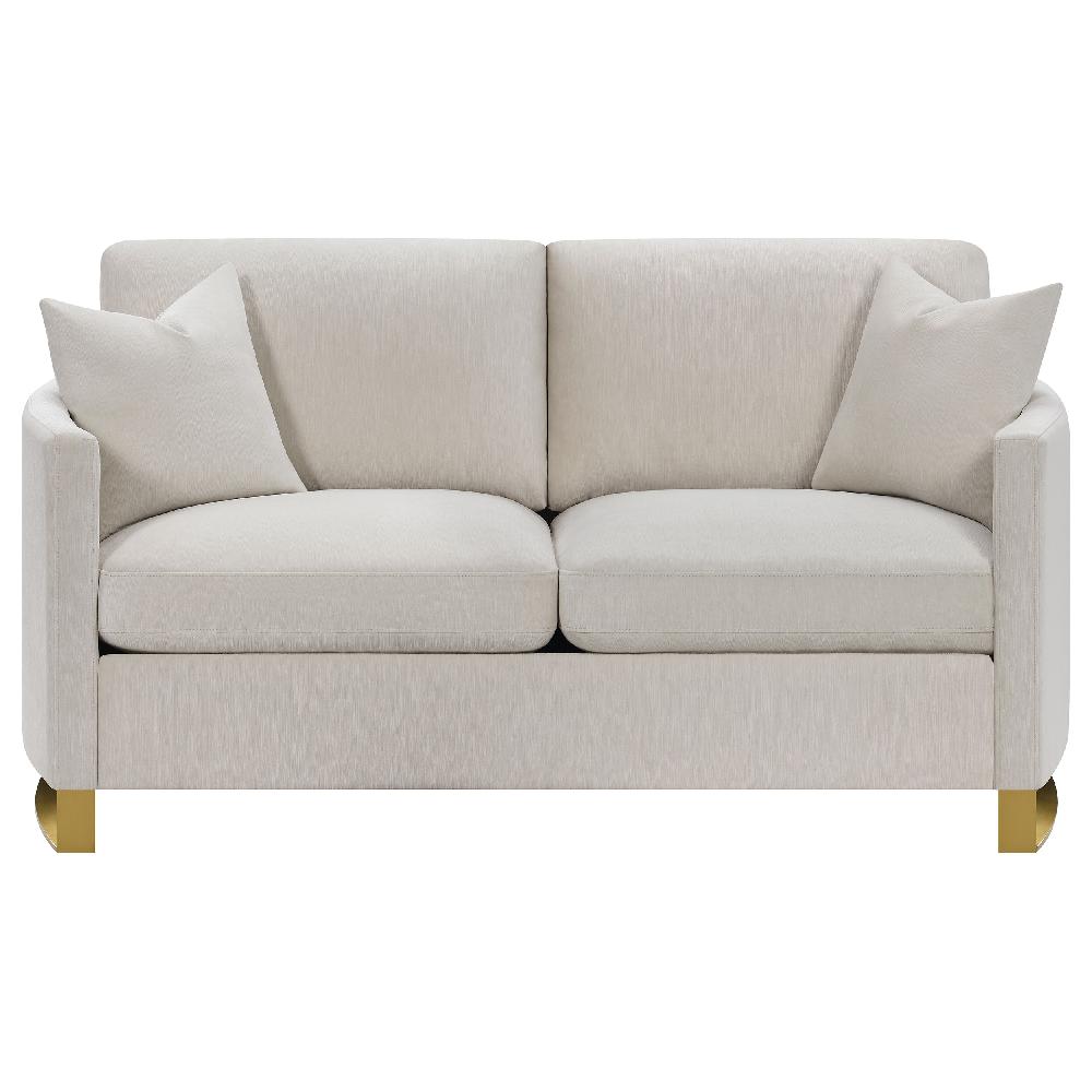 Coaster Corliss Upholstered Curved Track Arm Loveseat Beige